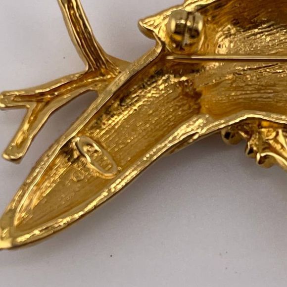 VTG Avon Parrot Bird Brooch Pin Gold‎ Tone Enamel Rhinestones Teal Green Blue - Picture 4 of 6